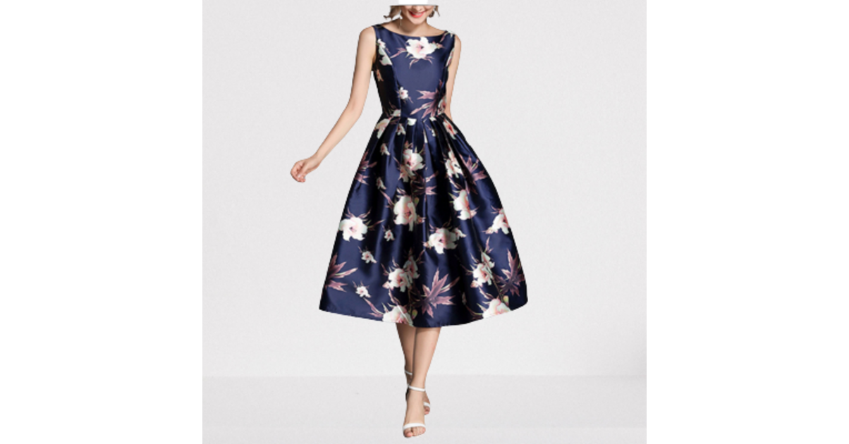 Robe fleurie élégante sans manches - Robes fleuries/Robes mi-longues